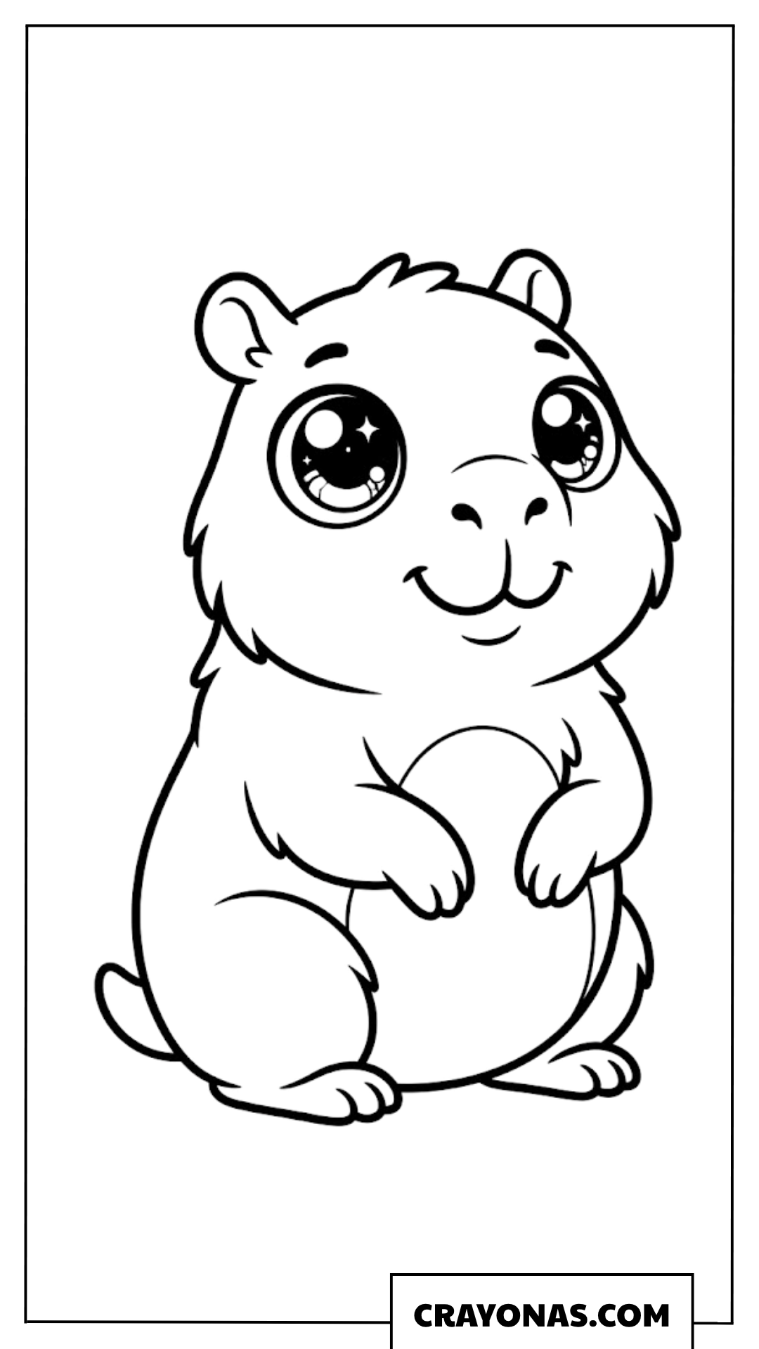 Chubby Baby Capybara with Big Eyes Coloring Page