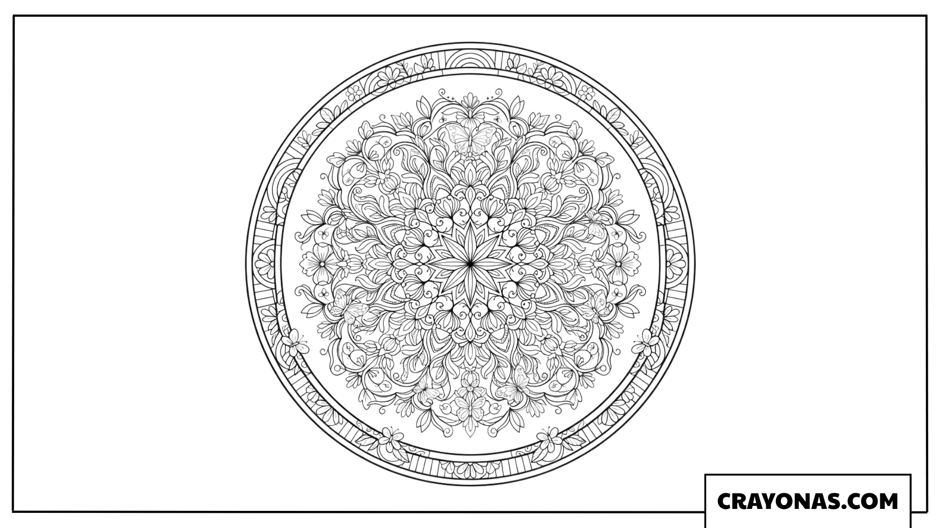 Circular Butterfly Geometric Mandala Coloring Page