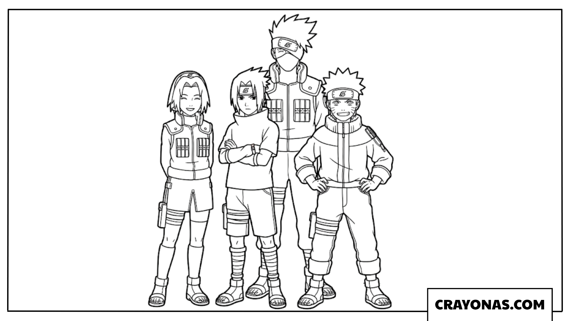 Classic Team 7 Kakashi Naruto Sasuke Sakura Coloring Page