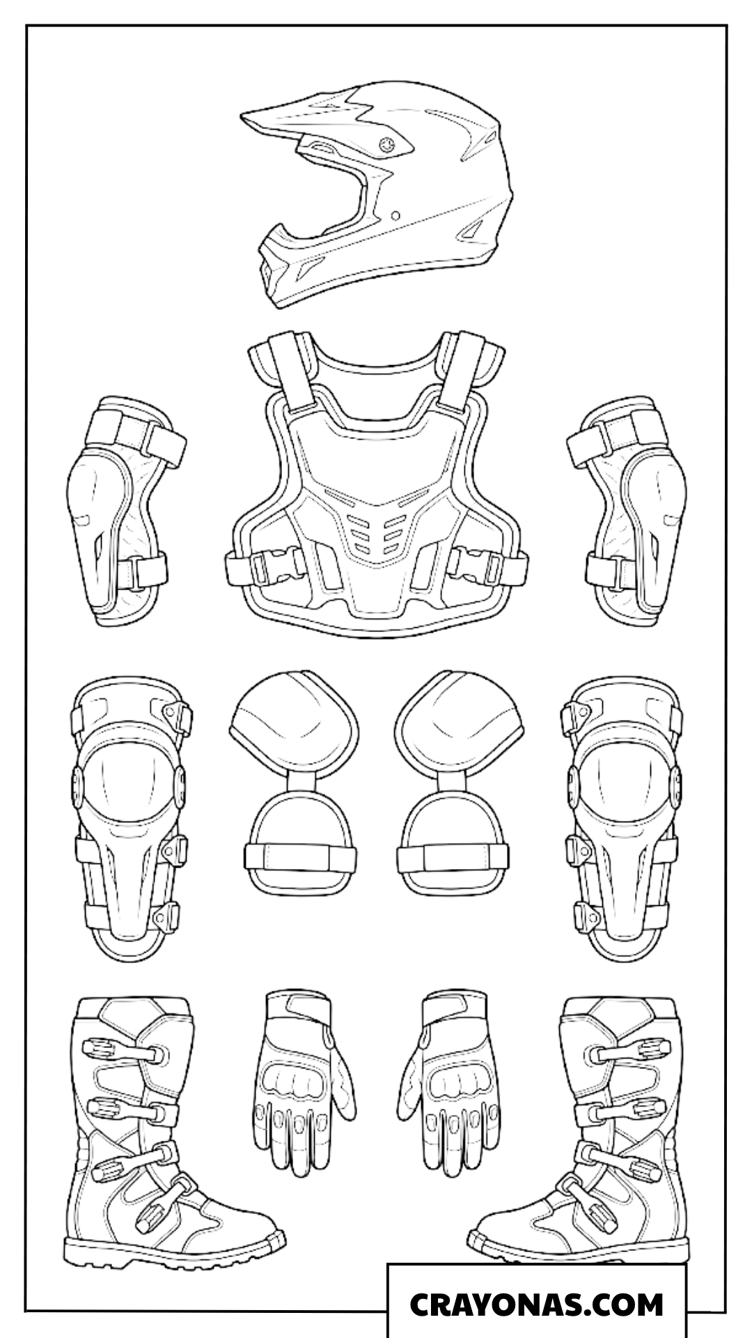 Complete Dirt Bike Safety Gear Kit Coloring Page