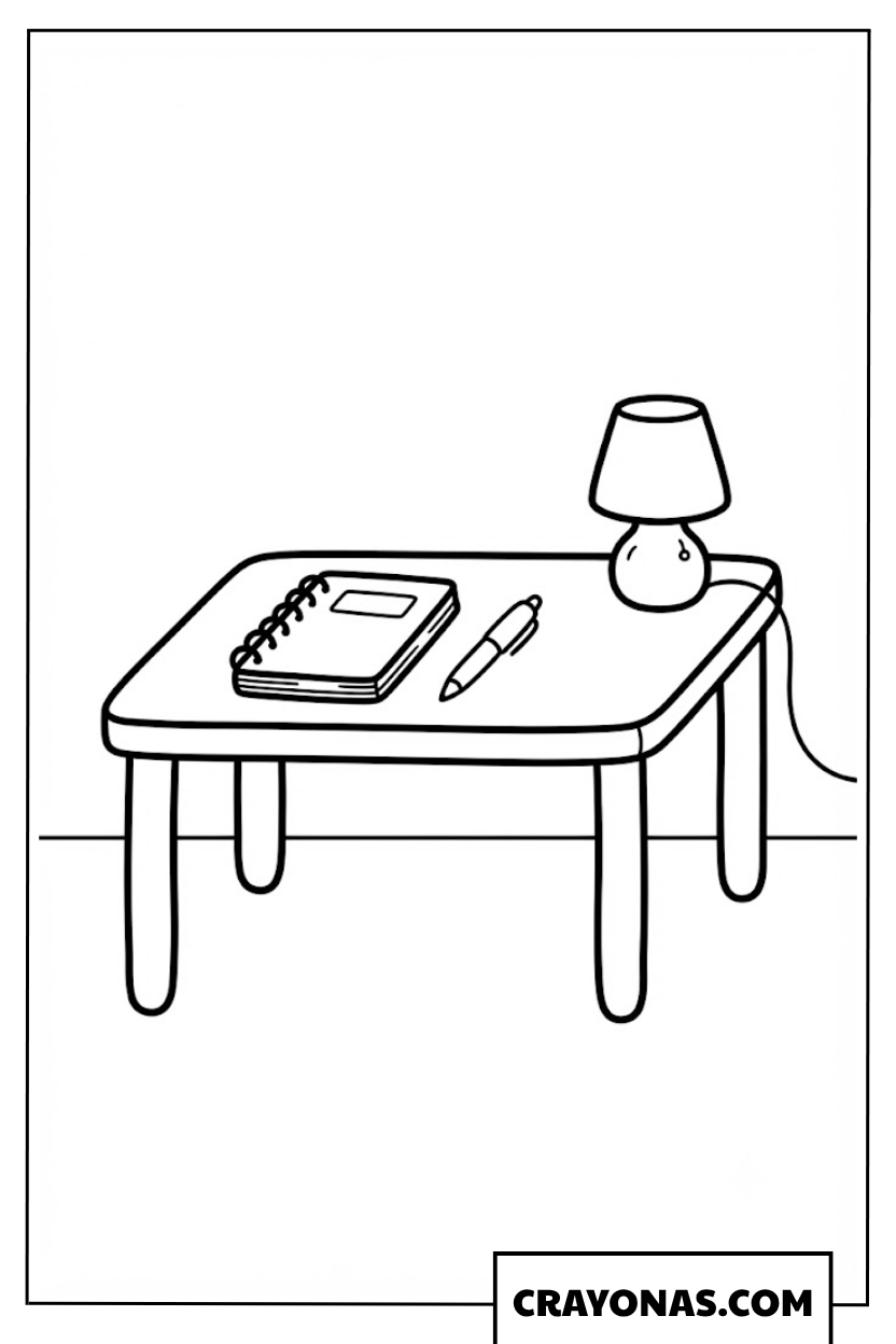 Cozy Desk Setup Coloring Page