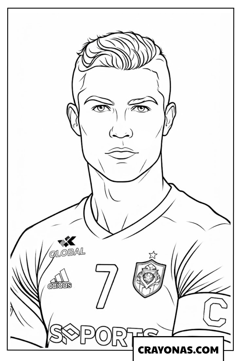 Cristiano Ronaldo Realistic Portrait Coloring Page