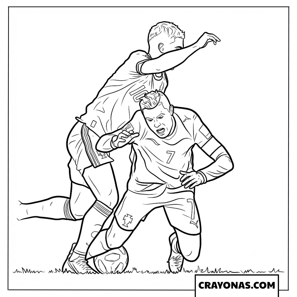 Cristiano Ronaldo vs Dani Olmo Clash Coloring Page