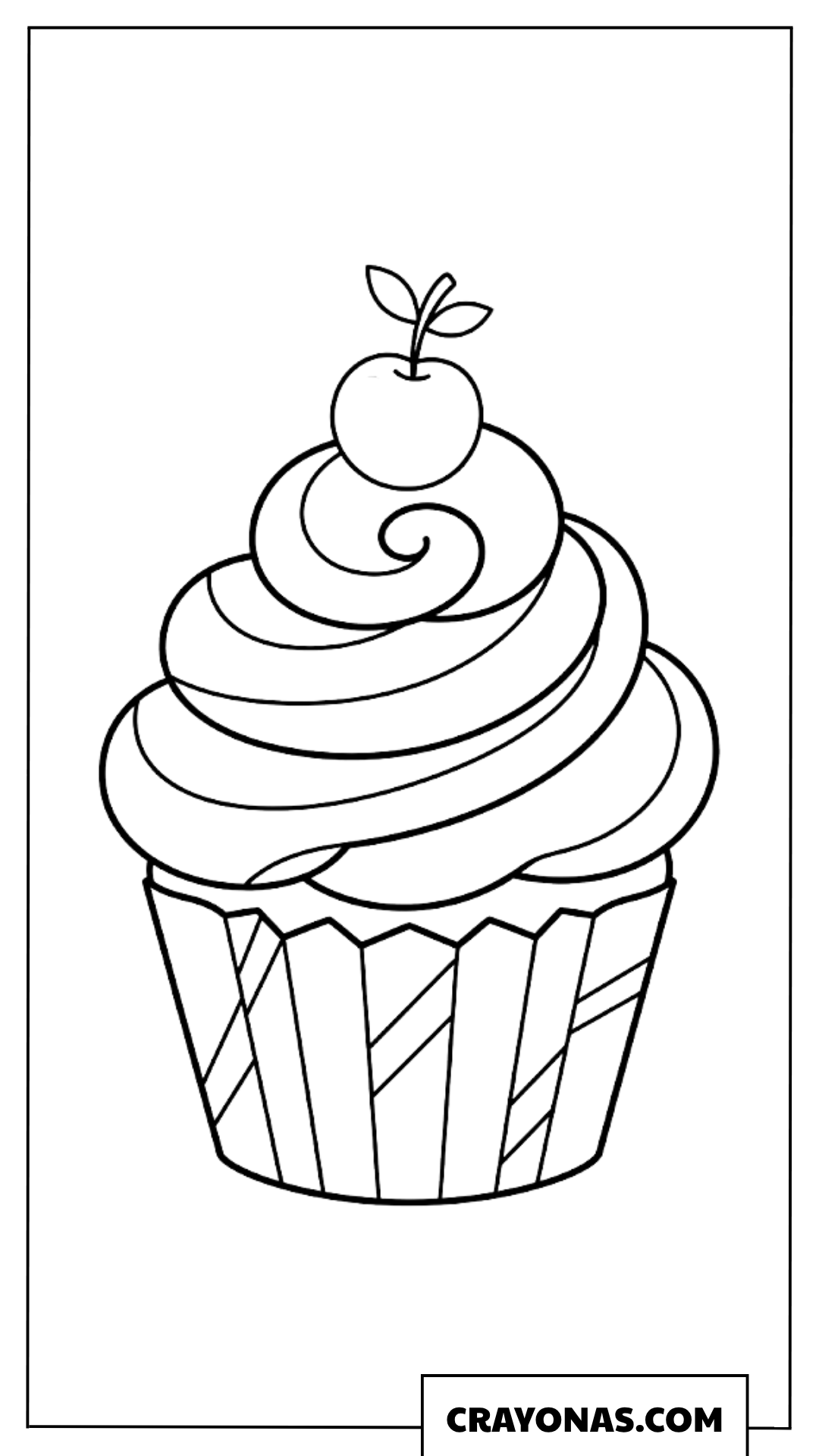 Cupcake with Cherry Coloring Page