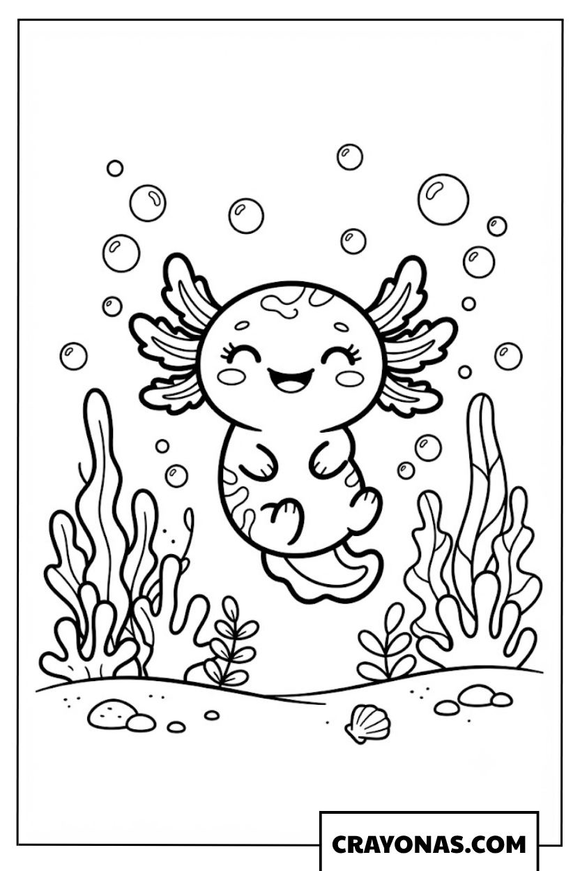 Cute Axolotl Coloring Page