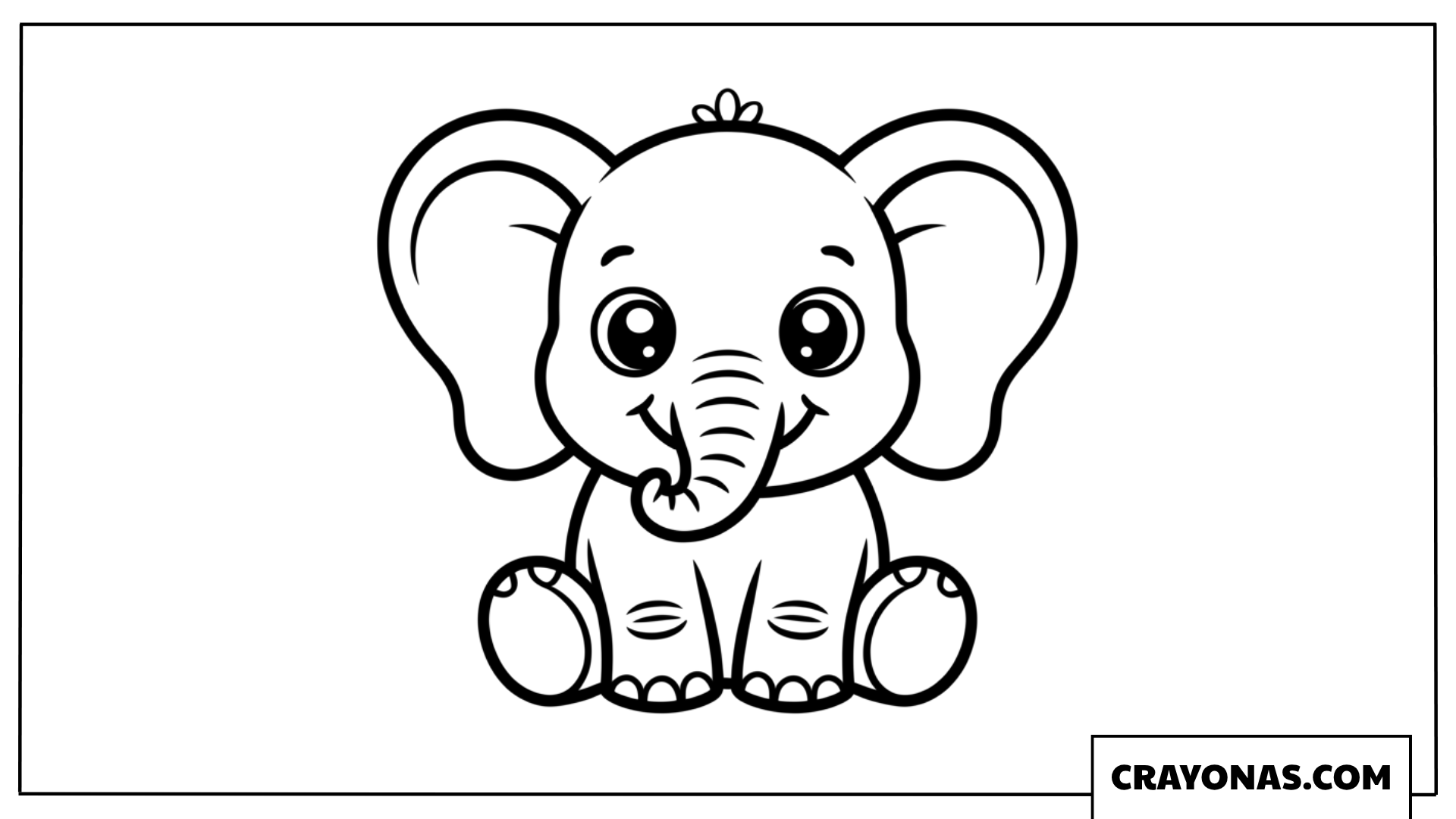 Cute Baby Elephant Sitting Coloring Page