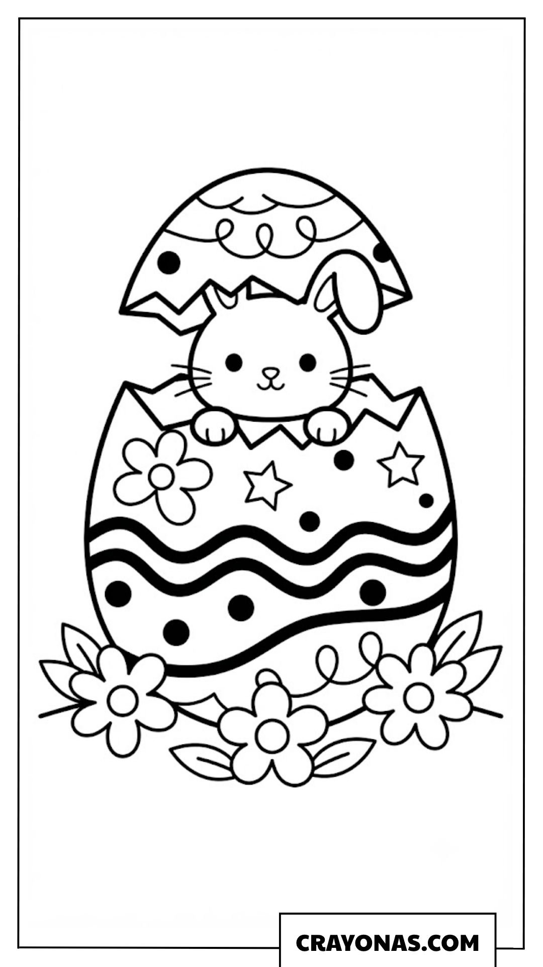 Cute Bunny in Easter Egg Coloring Page
