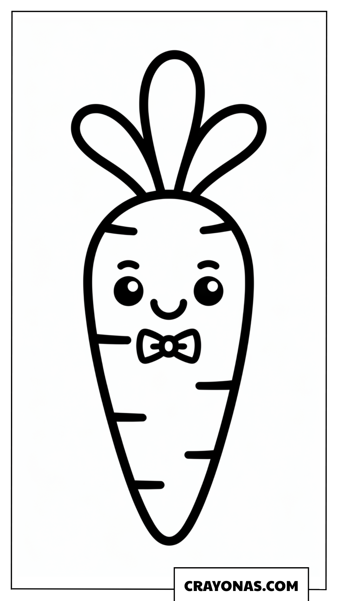 Cute Carrot with Bow Tie Coloring Page