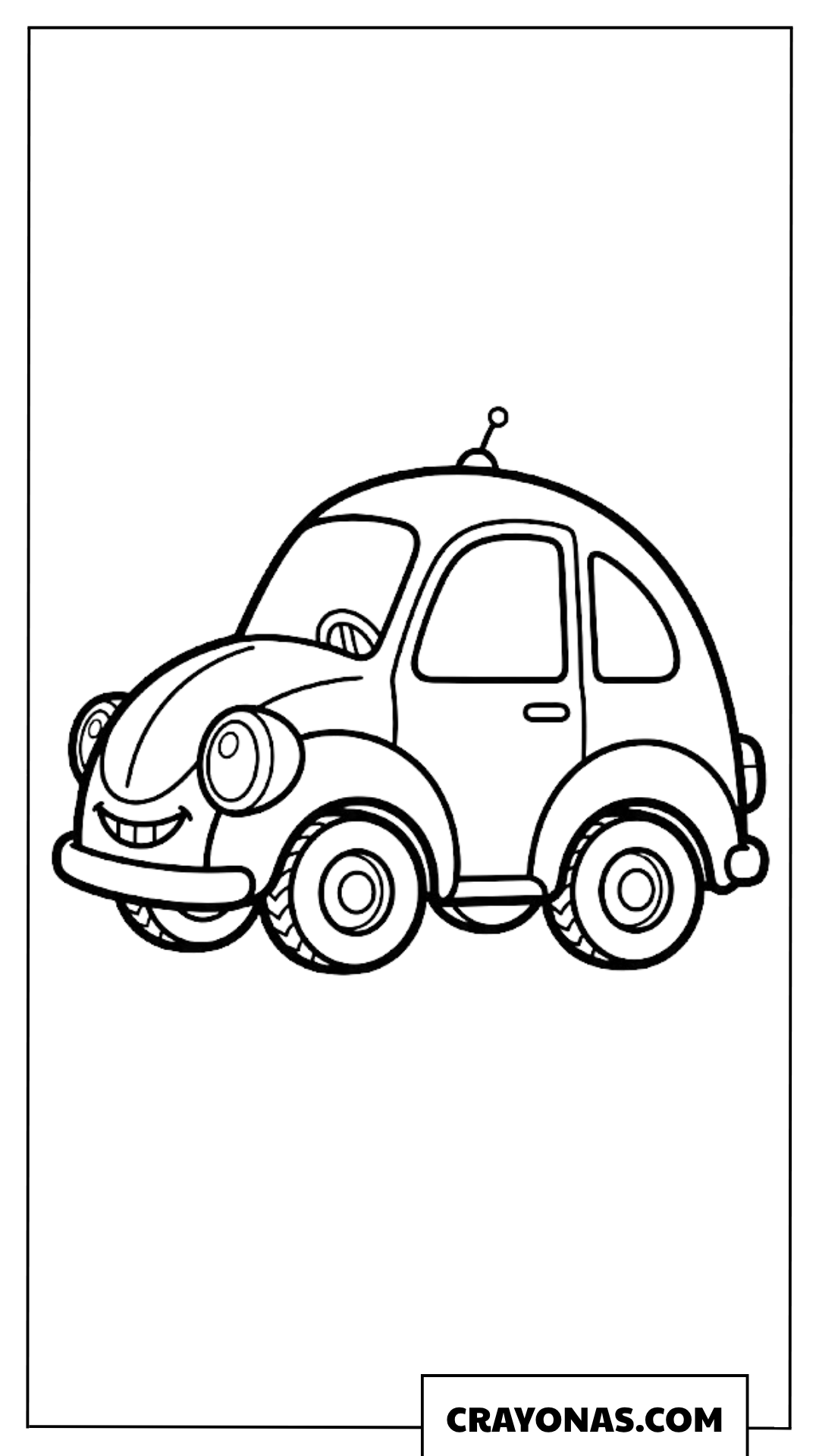 Cute Cartoon Beetle Car with Antenna Coloring Page
