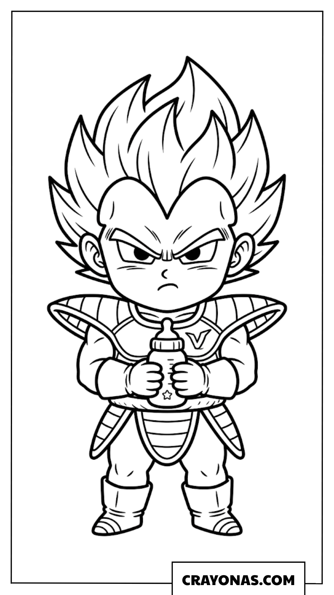 Cute Chibi Baby Vegeta Holding Milk Bottle Coloring Page