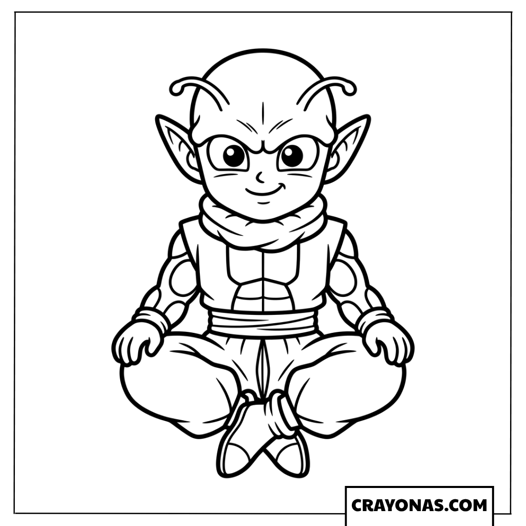 Cute Chibi Piccolo Meditating in Lotus Position Coloring Page