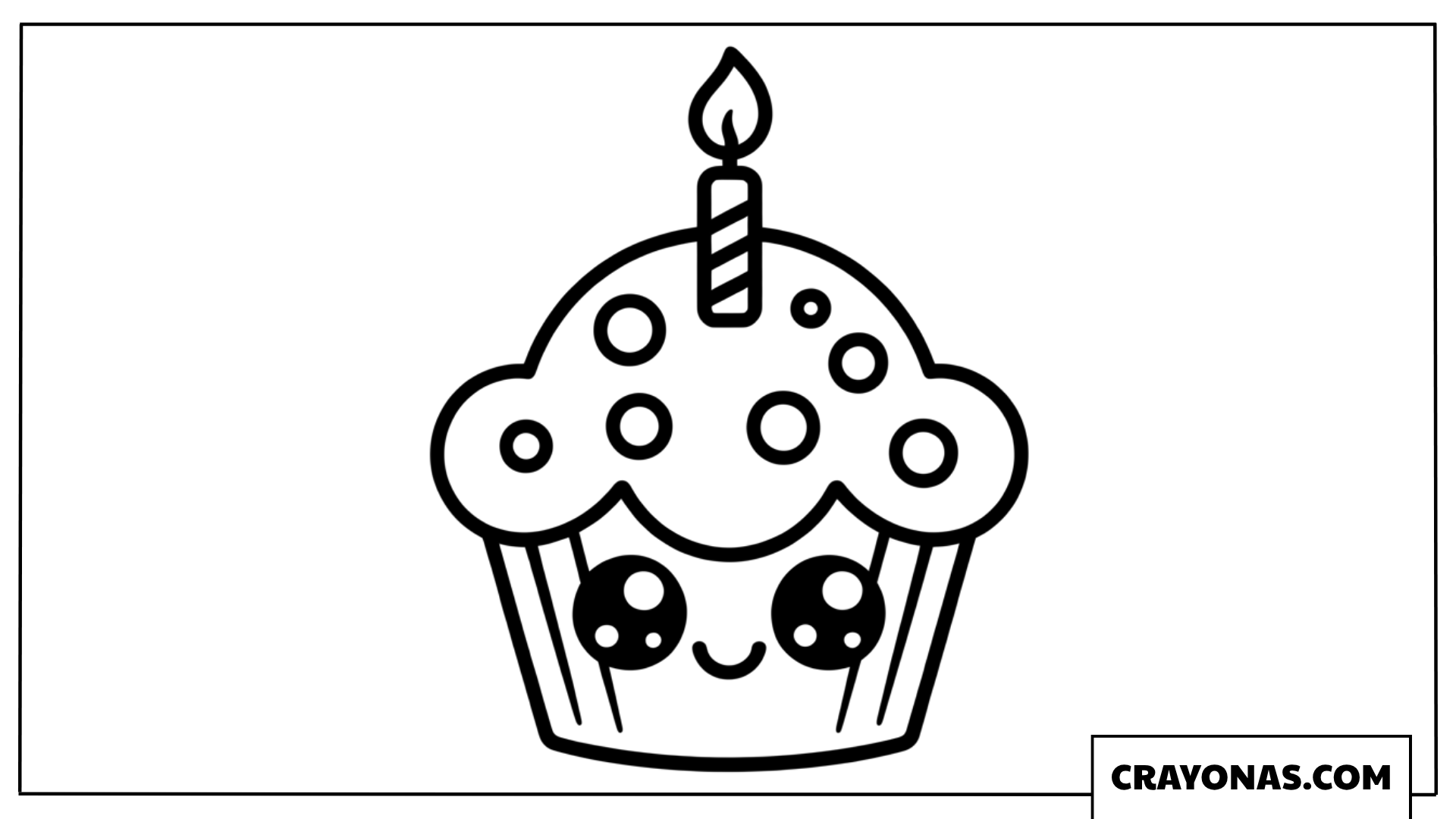Cute Cupcake with Candle Coloring Page
