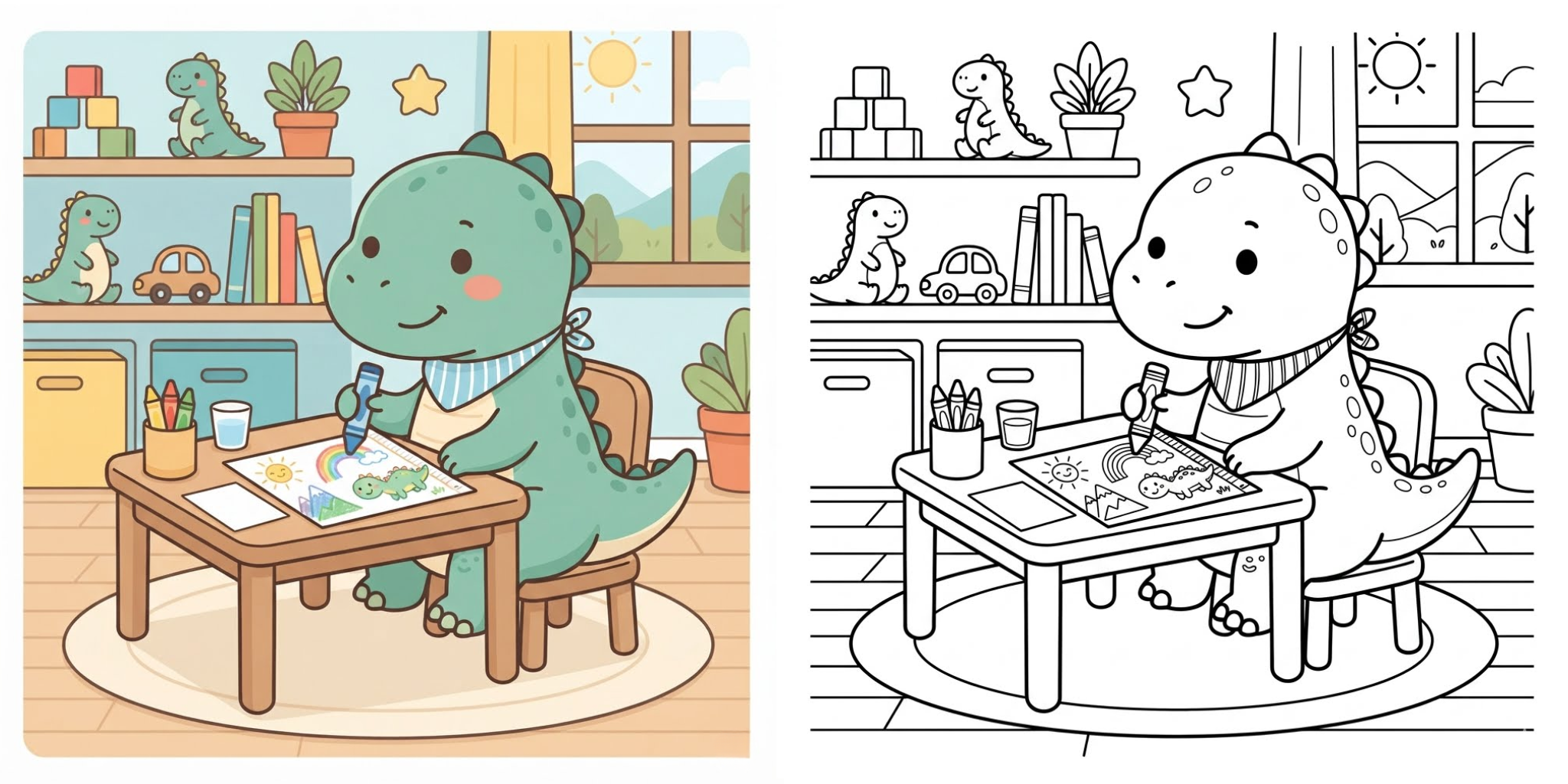 Cute Dinosaur Coloring Pages ft - 2