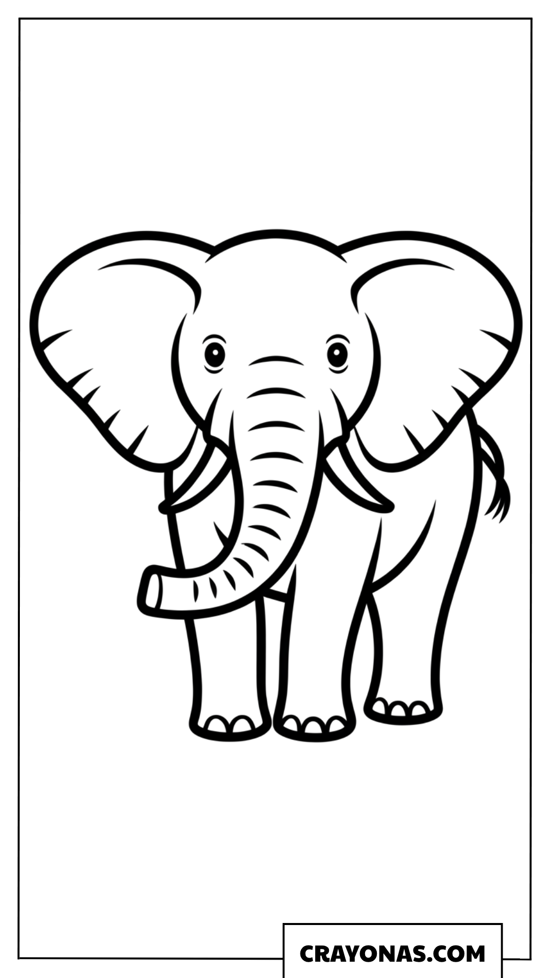Cute Elephant Head Simple Coloring Page