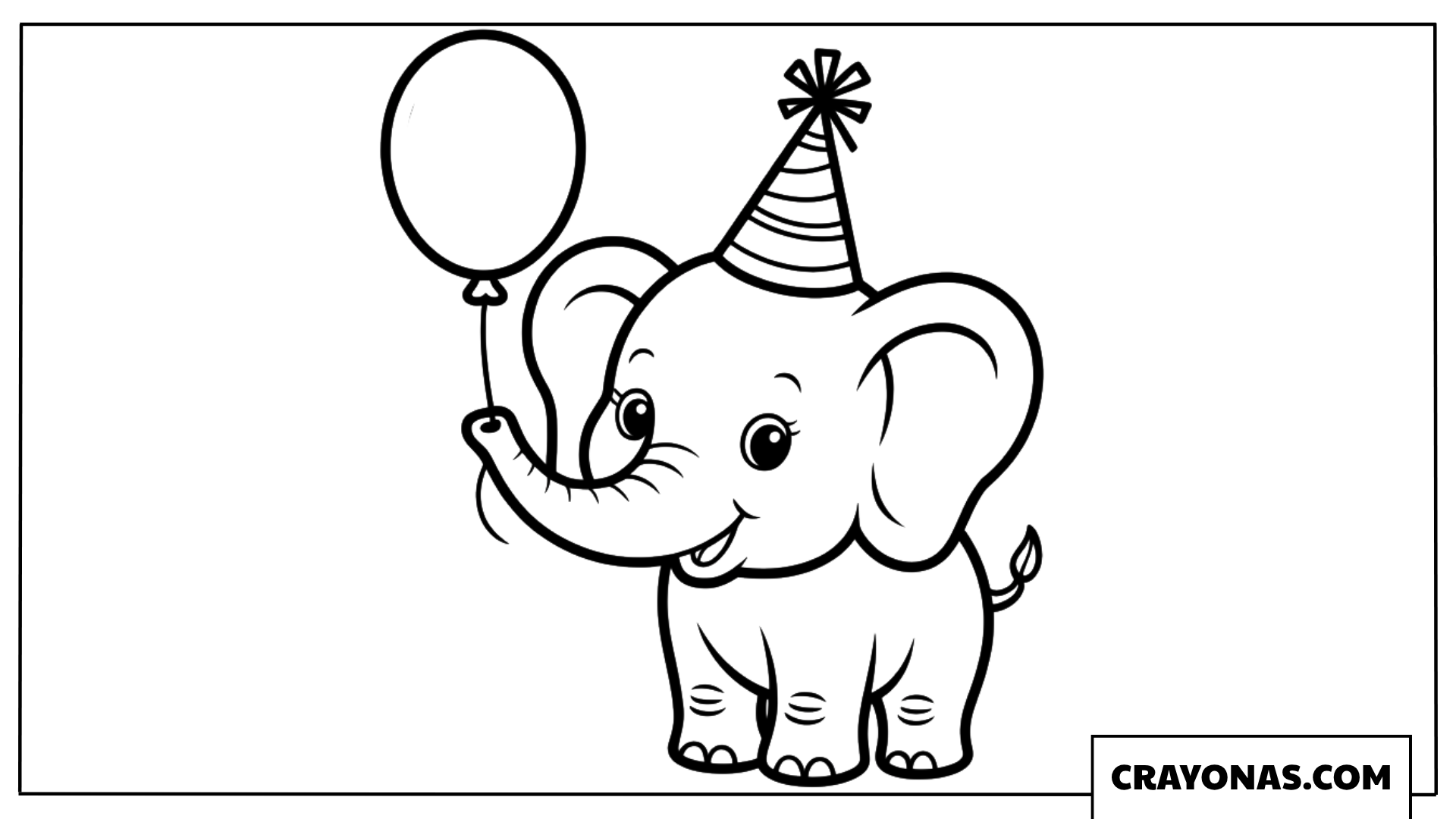 Cute Elephant with Birthday Balloon Coloring Page