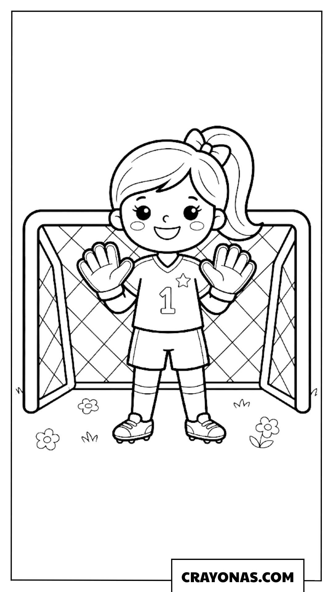 Cute Girl Goalkeeper Coloring Page