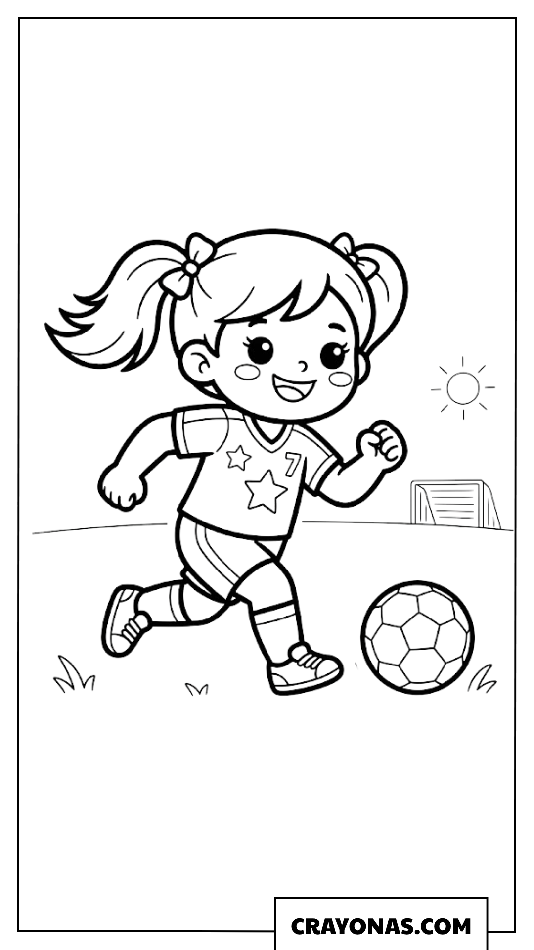 Cute Girl Soccer Player Running Coloring Page