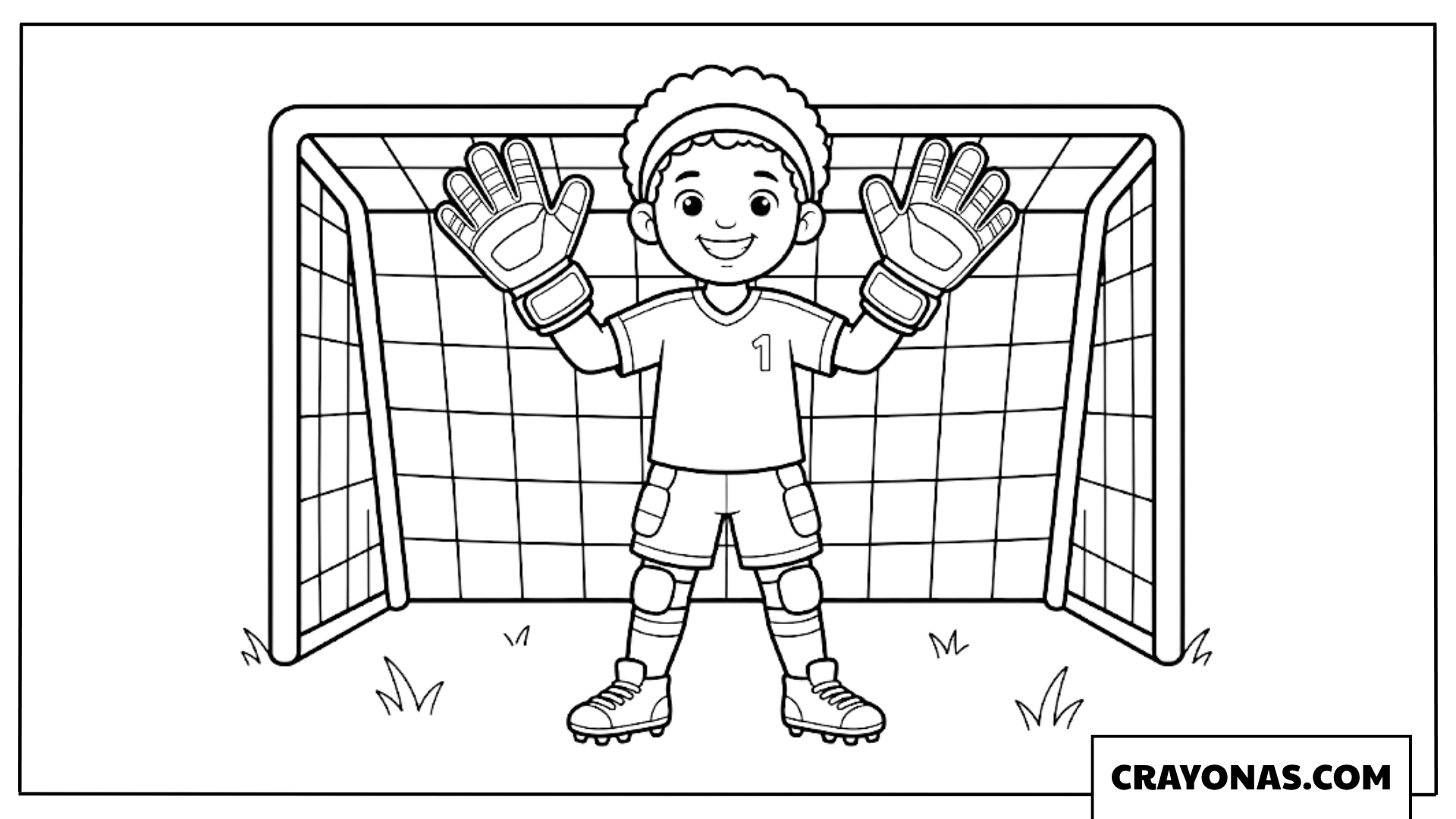 Cute Goalkeeper Ready Pose Coloring Page