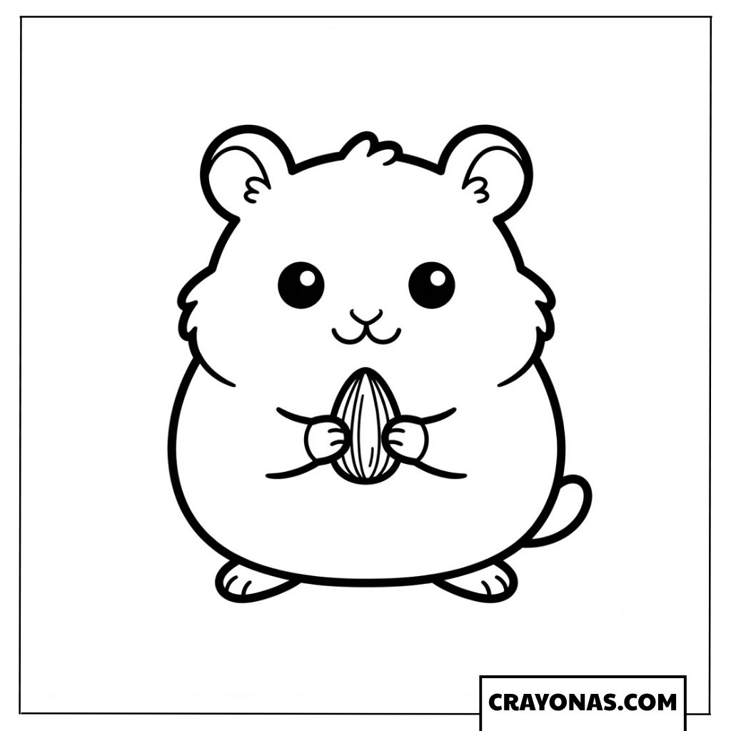 Cute Hamster with Seed Coloring Page