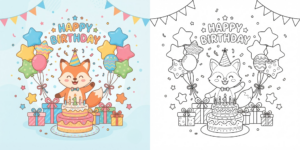 Cute Happy Birthday Coloring Pages ft - 2