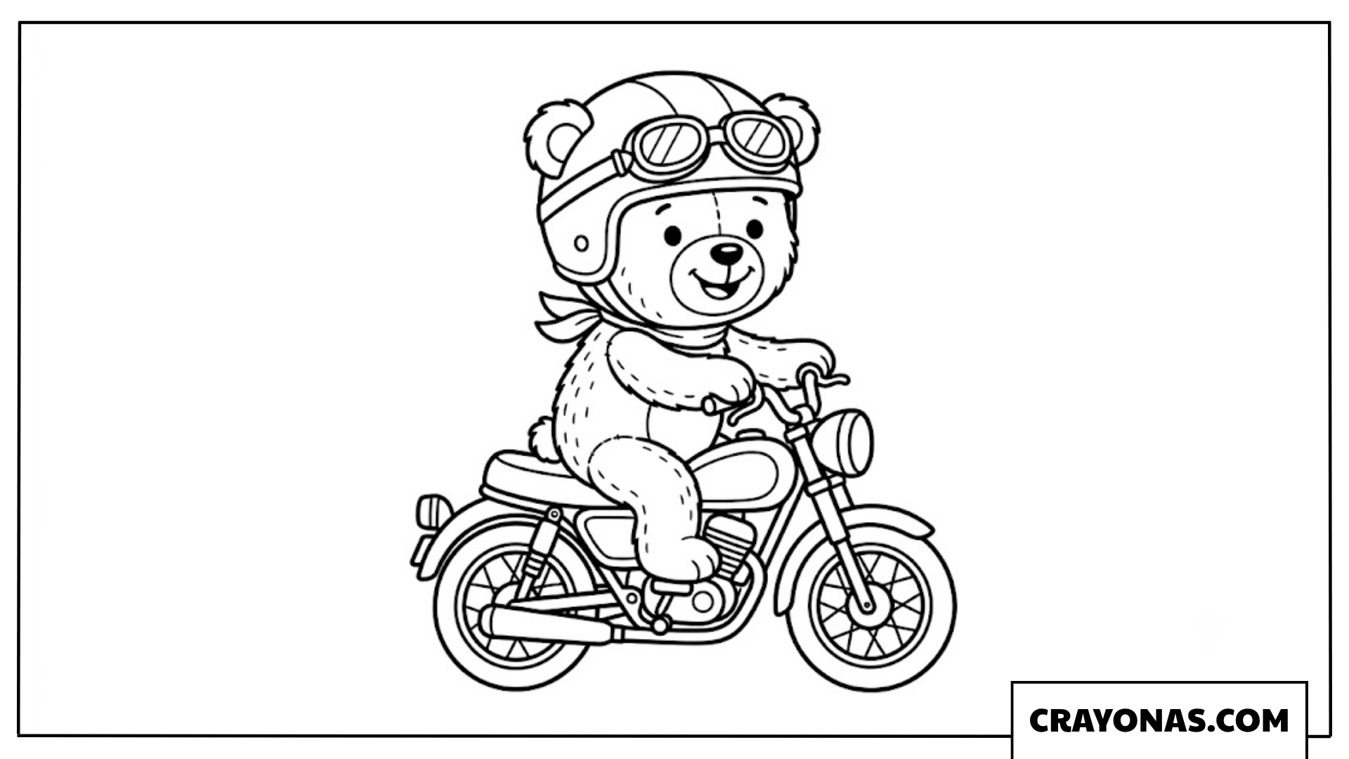 Cute Little Teddy Bear Riding a Mini Motorcycle Coloring Page