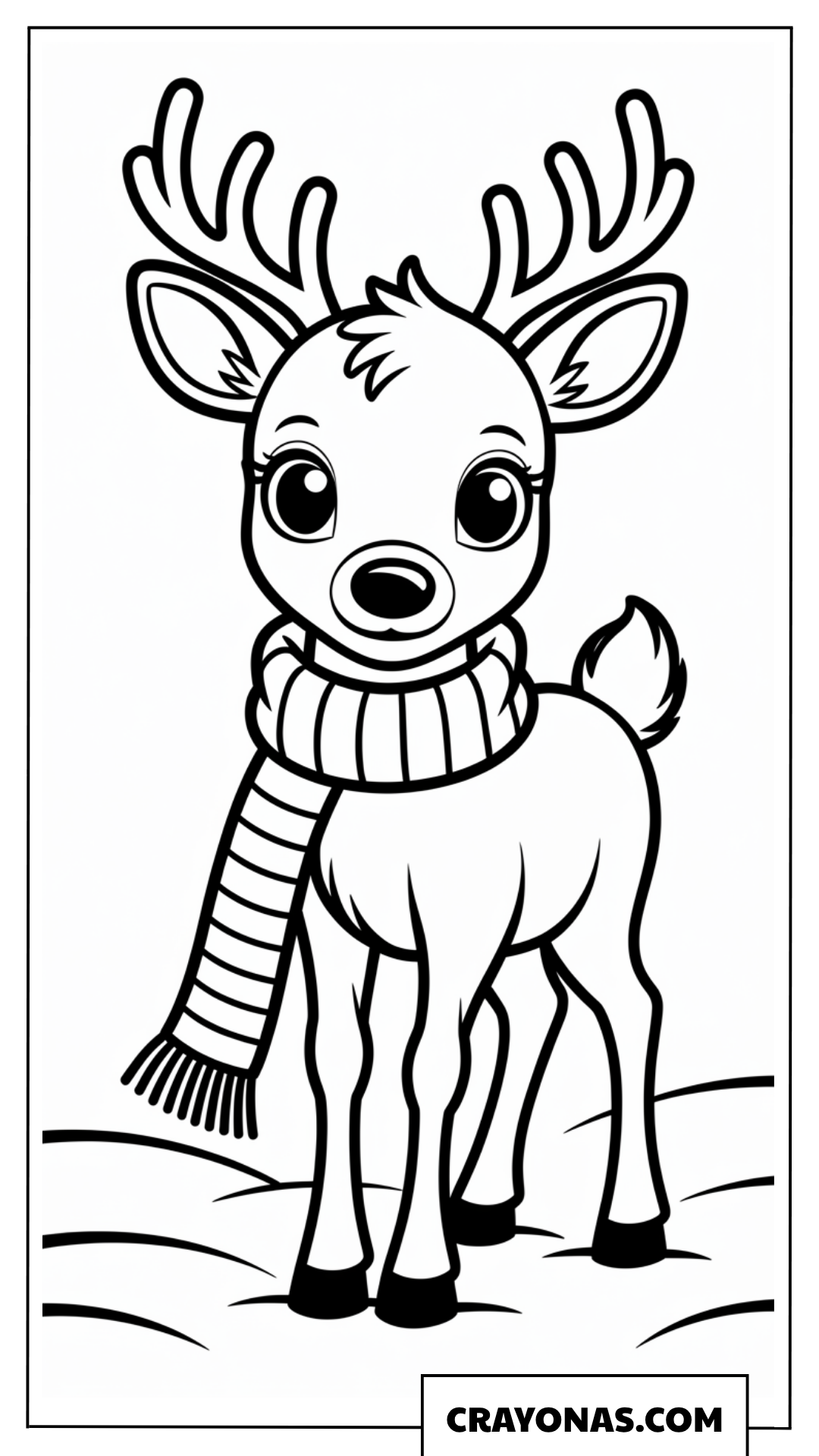 Cute Reindeer with Scarf Coloring Page