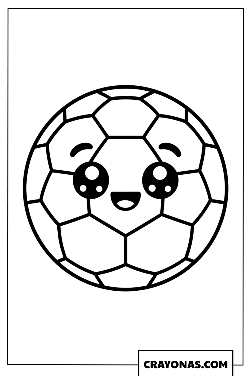 Cute Smiling Soccer Ball Coloring Page