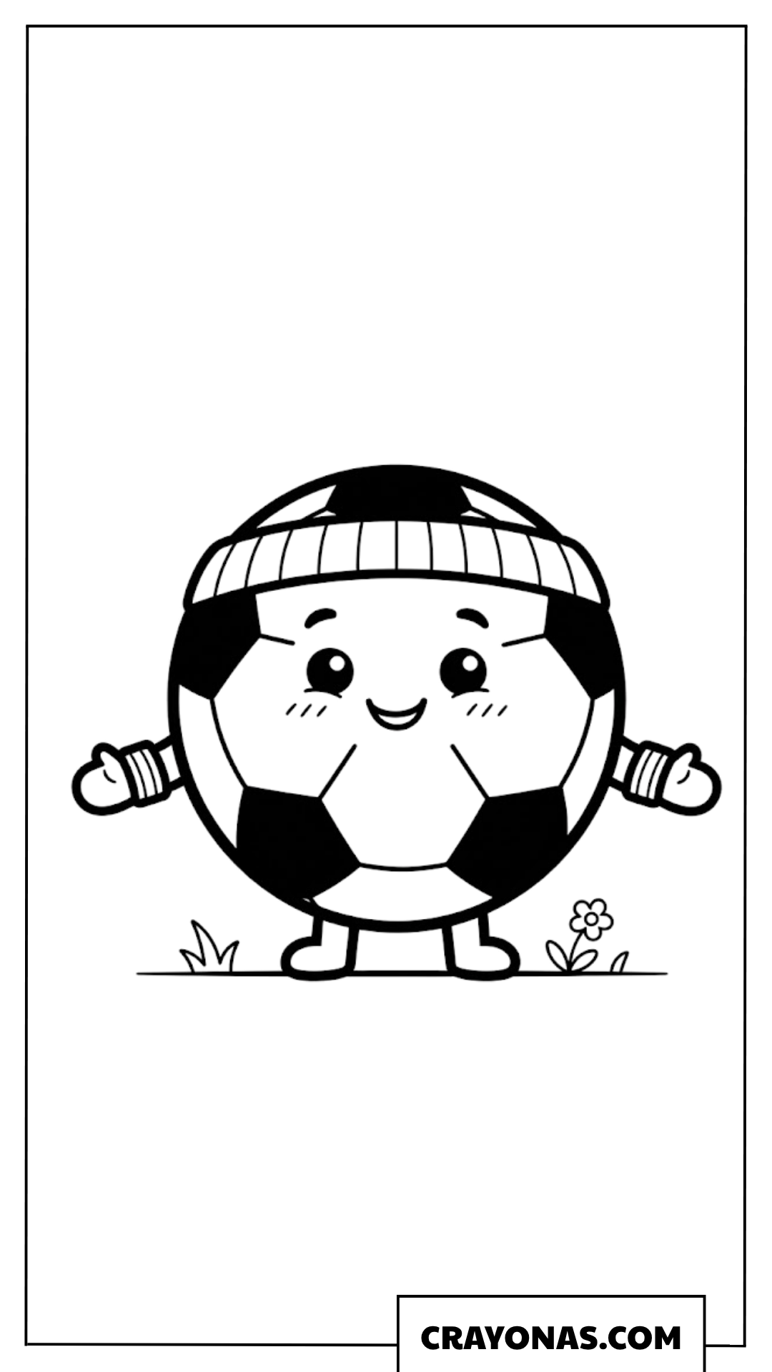 Cute Soccer Ball Wearing Beanie Coloring Page