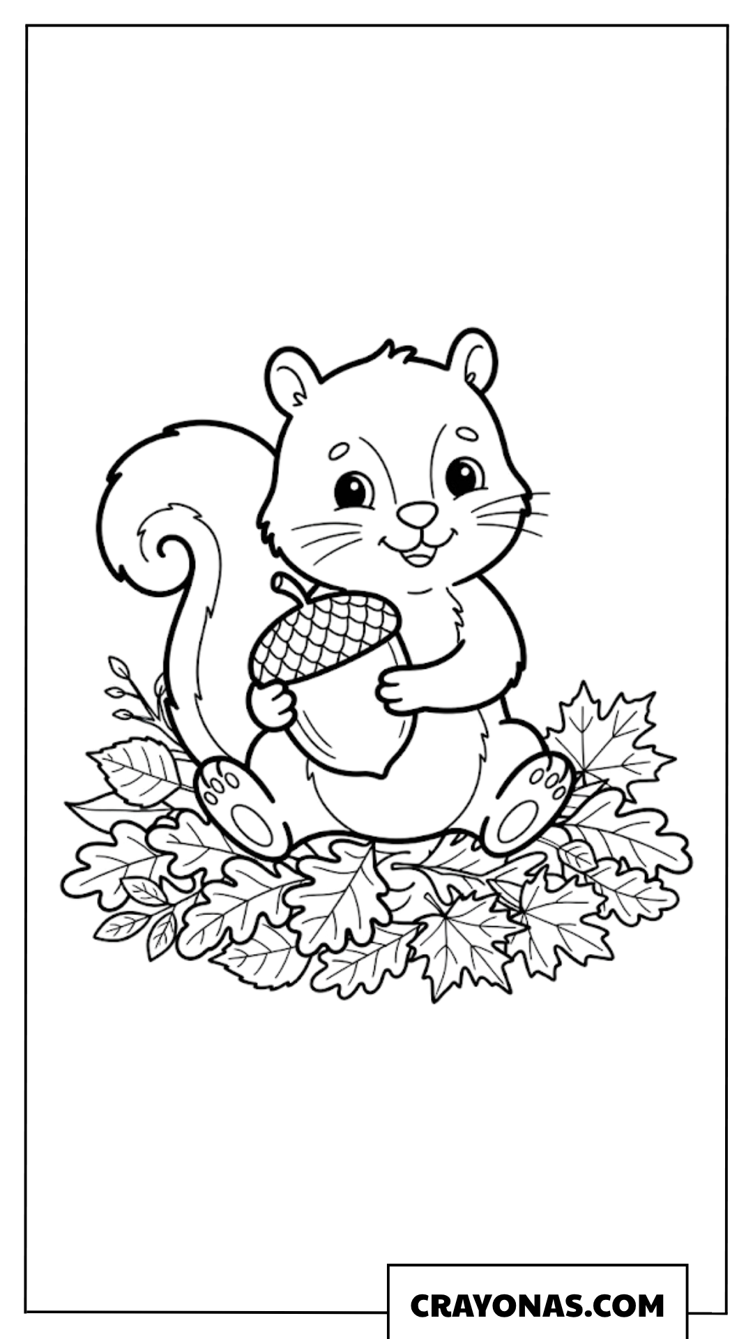 Cute Squirrel with Acorn Coloring Page