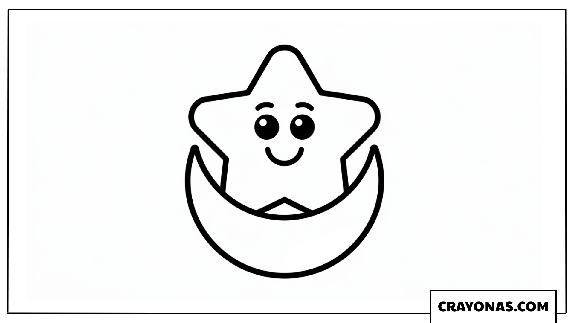 Cute Star and Crescent Moon Coloring Page