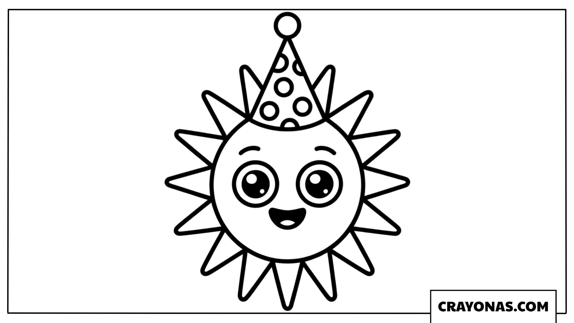 Cute Sun Wearing Birthday Hat Coloring Page