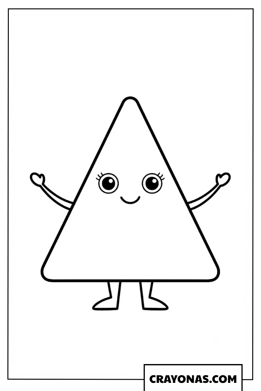 Cute Triangle Buddy Coloring Page