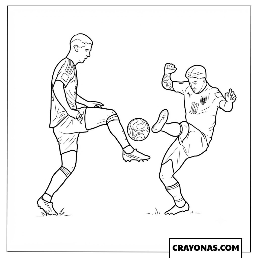 Dani Olmo vs Romano Schmid Aerial Duel Coloring Page