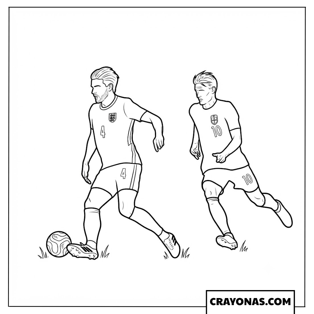 Declan Rice Dribbling vs Martin Odegaard Coloring Page