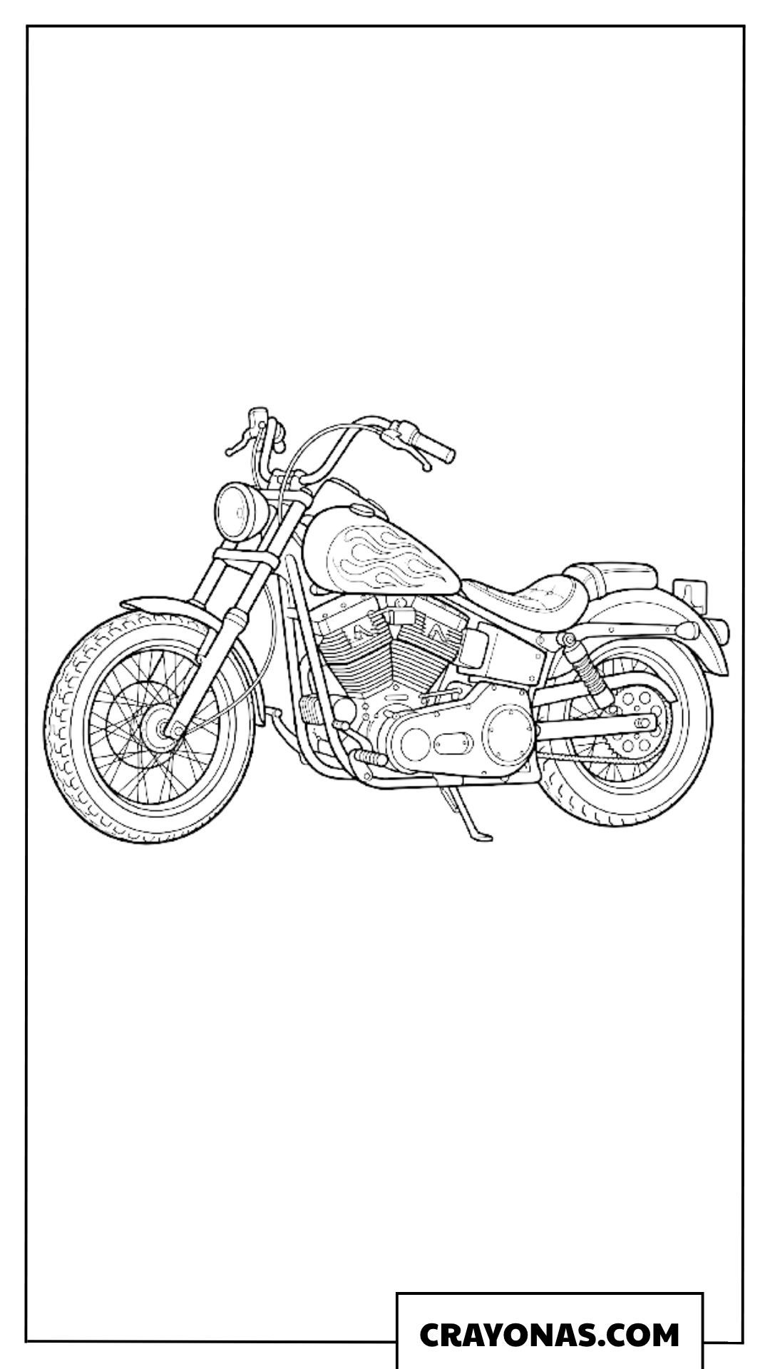 Detailed Classic Custom Bobber Motorcycle Display Coloring Page