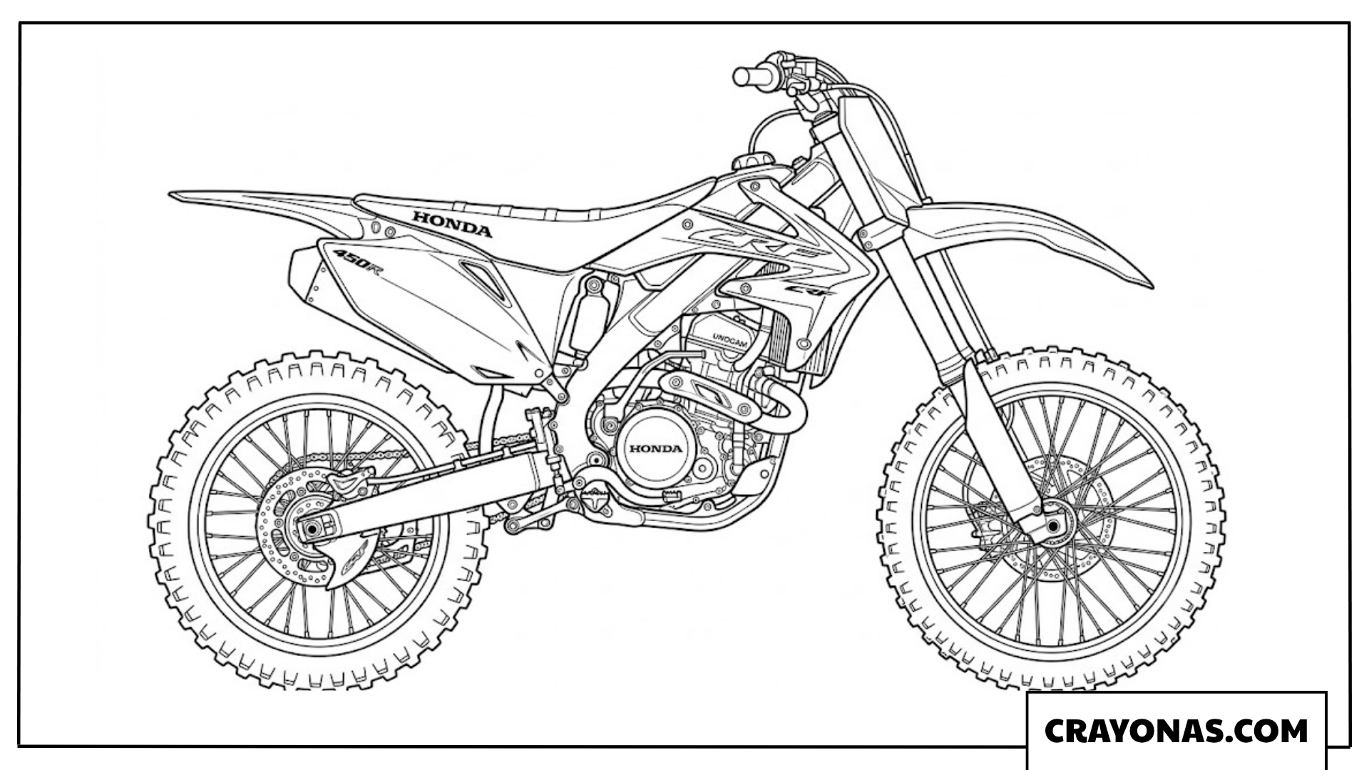 Detailed Off-Road Motocross Bike Design Coloring Page