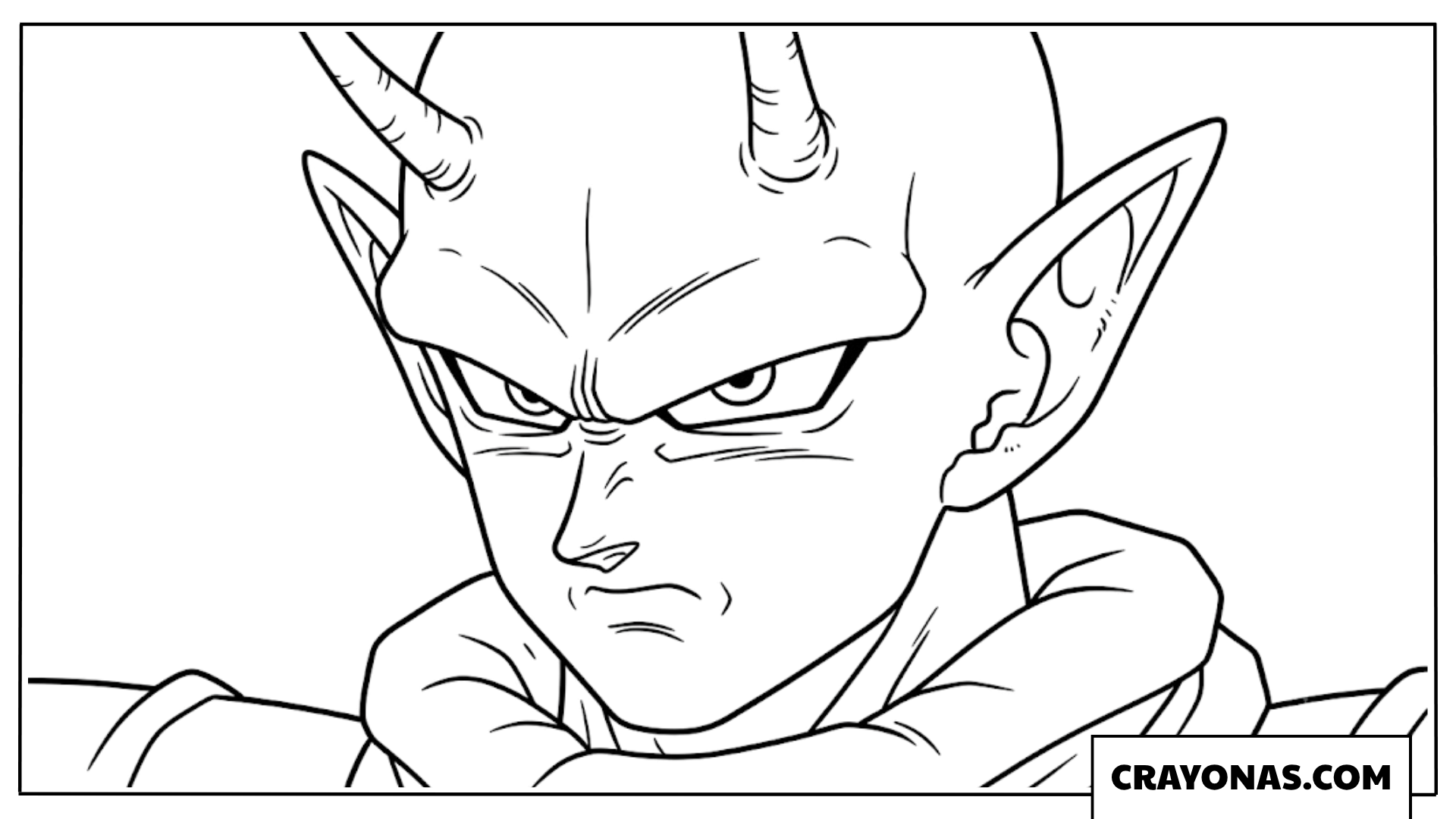 Detailed Piccolo Face Close Up Portrait Coloring Page