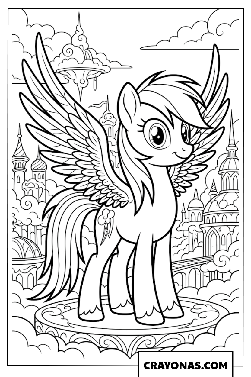 Detailed Rainbow Dash With Majestic Feathered Wings Coloring Page