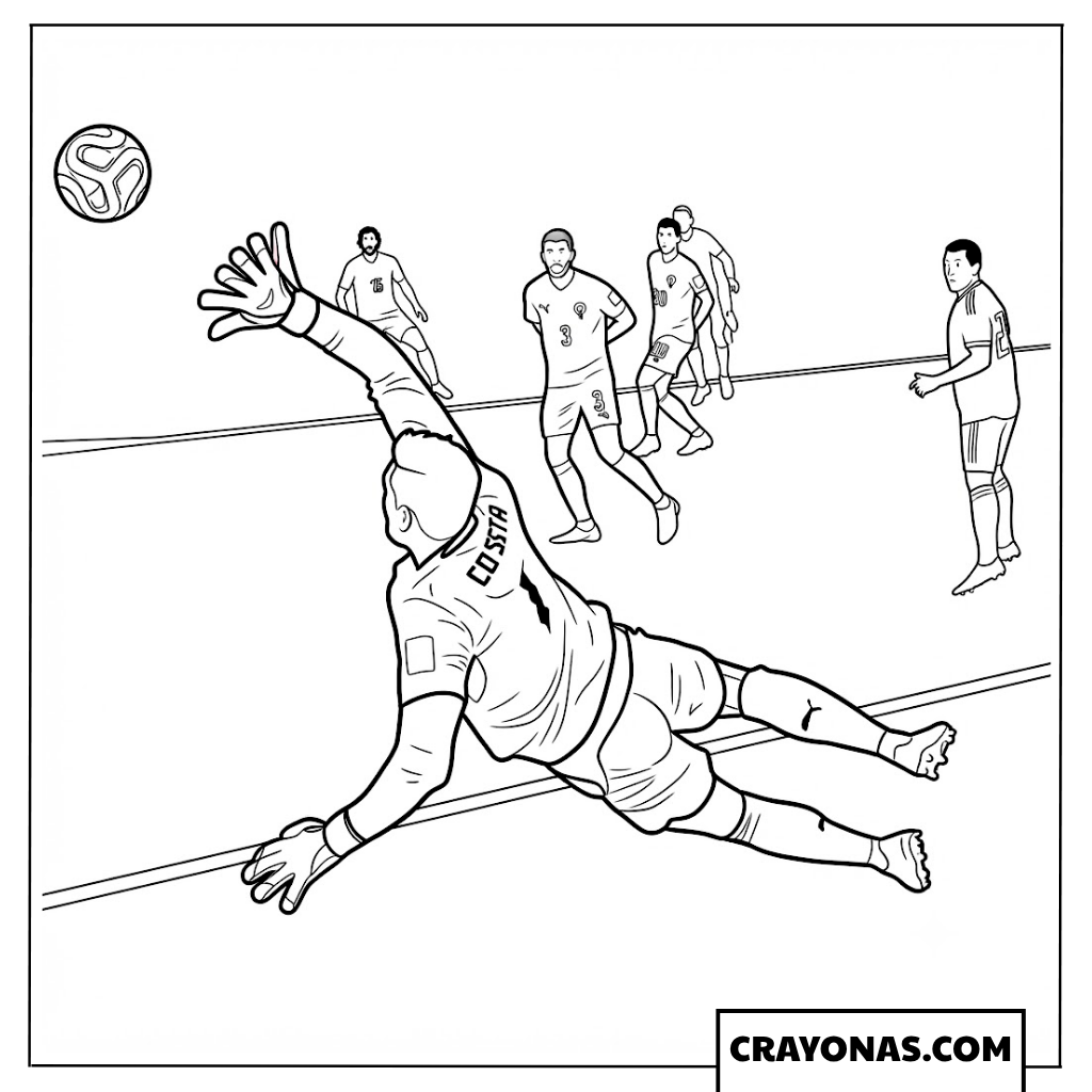 Diogo Costa Diving Save vs Merino Coloring Page