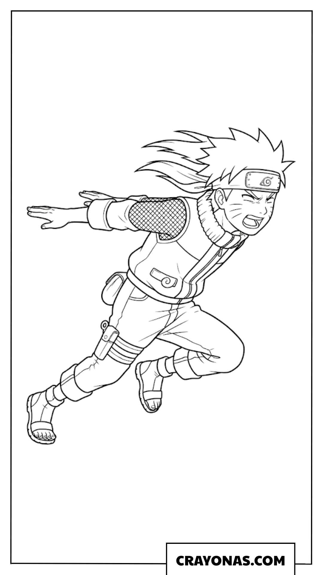 Dynamic Naruto Uzumaki Running Action Coloring Page