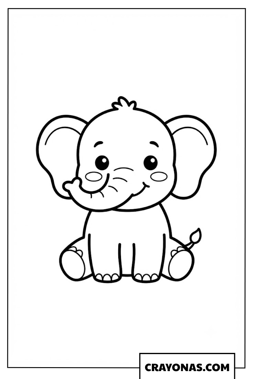 Easy Baby Elephant Coloring Page
