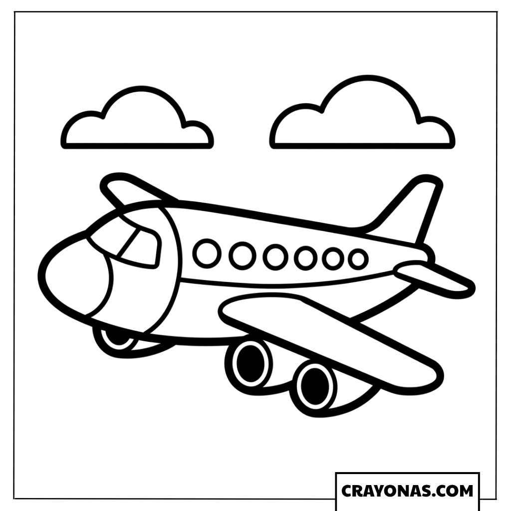Easy Cartoon Airplane Coloring Page