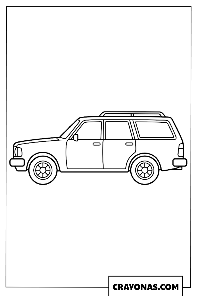 Easy Classic Family Station Wagon Coloring Page