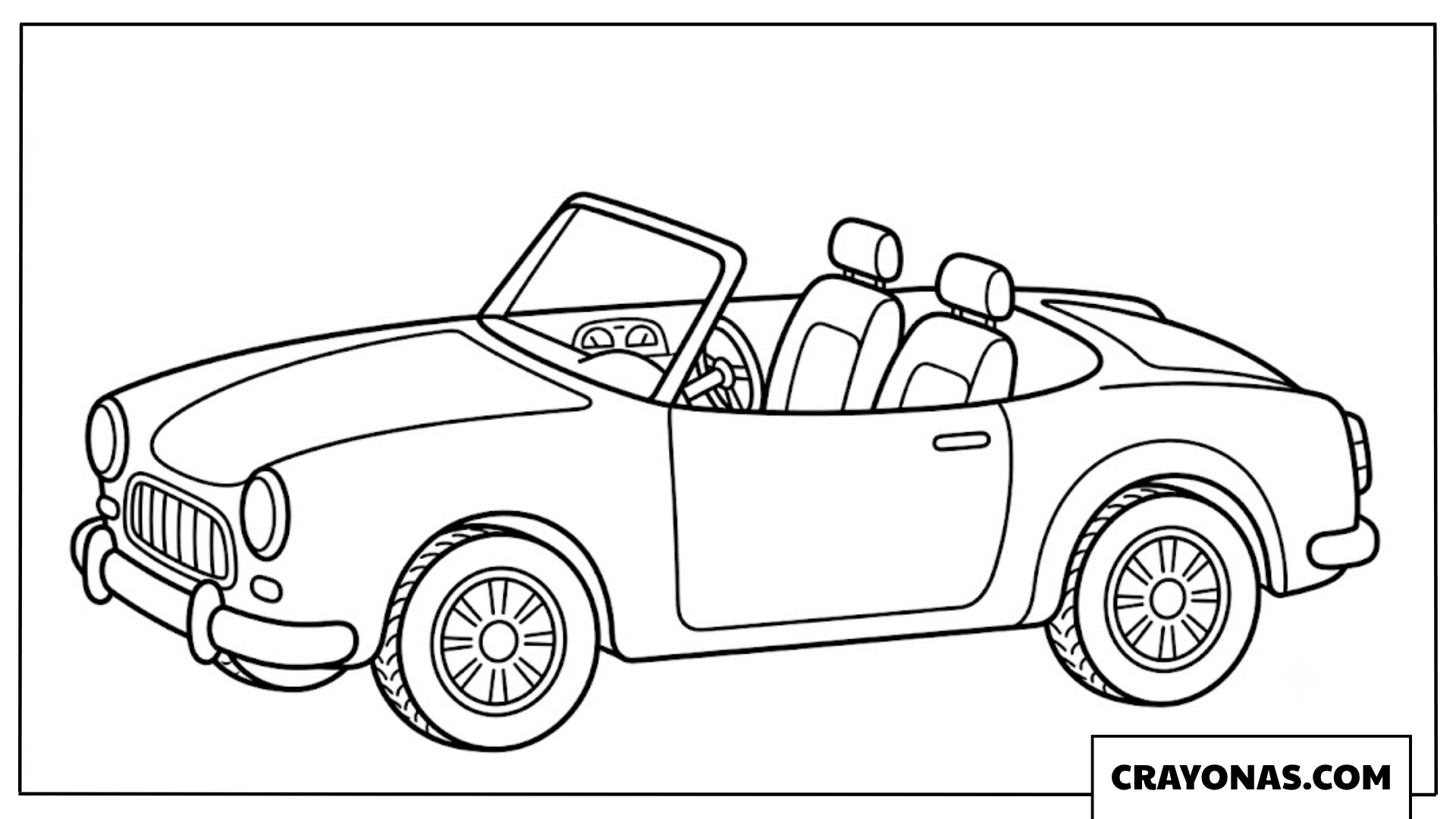 Easy Convertible Sports Car Outline Coloring Page