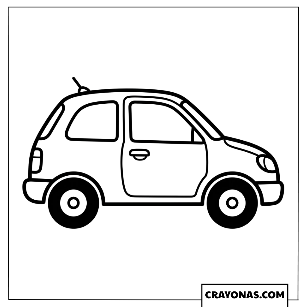 Easy Hatchback Car Outline Coloring Page
