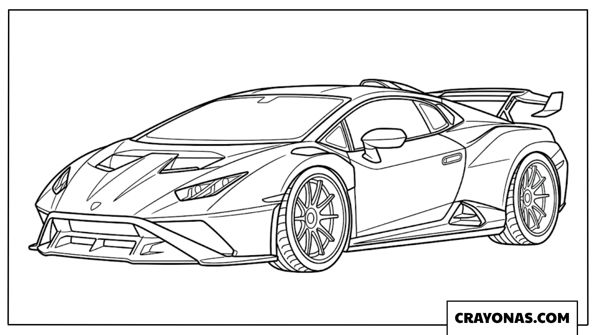 Easy Luxury Supercar with Large Rear Spoiler Coloring Page