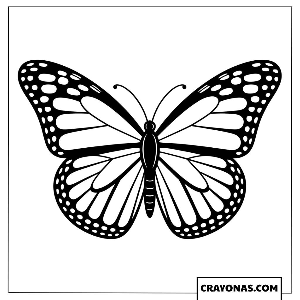 Easy Monarch Butterfly Outline Coloring Page