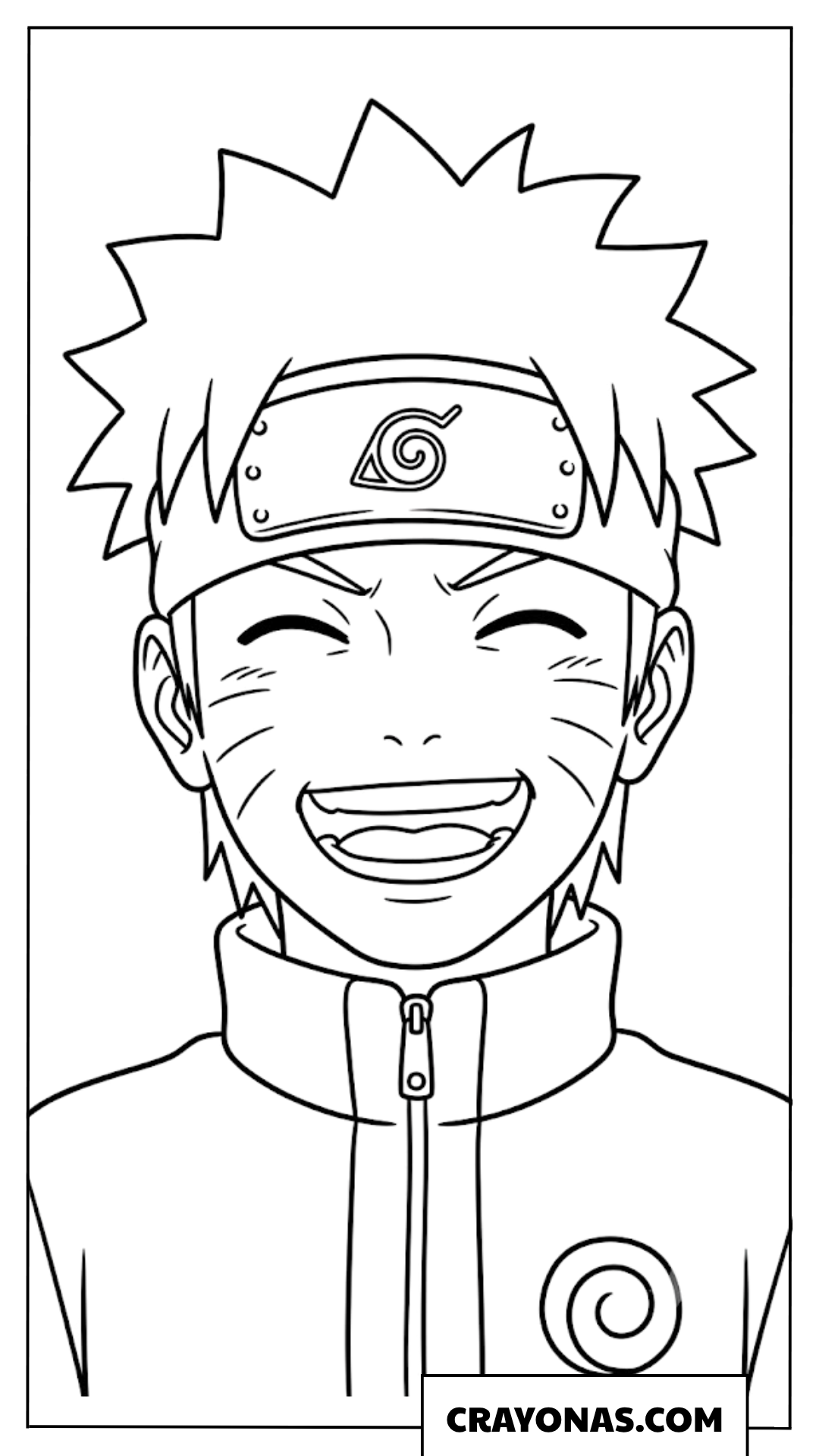 Easy Naruto Uzumaki Laughing Face Close Up Coloring Page