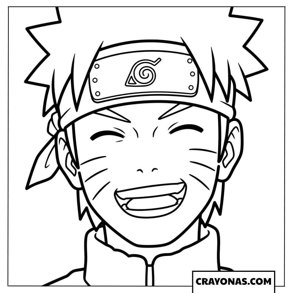 Easy Naruto Uzumaki Laughing Face Close Up Coloring Page
