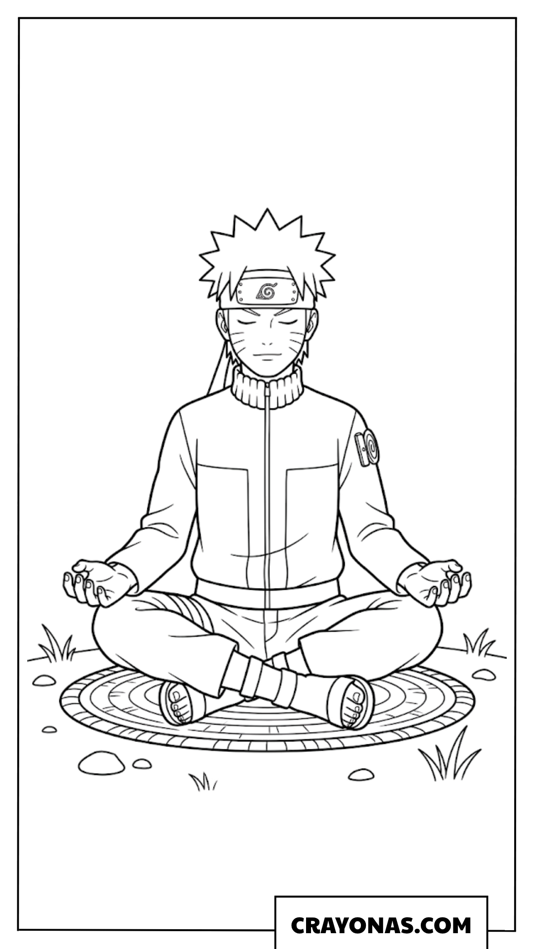 Easy Naruto Uzumaki Meditating Cross Legged Coloring Page